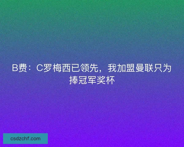 B费：C罗梅西已领先，我加盟曼联只为捧冠军奖杯