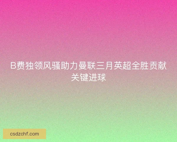 B费独领风骚助力曼联三月英超全胜贡献关键进球